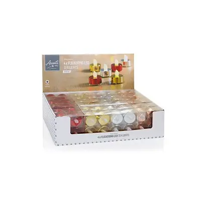 4 Pack Tea Lights Assorted Colours