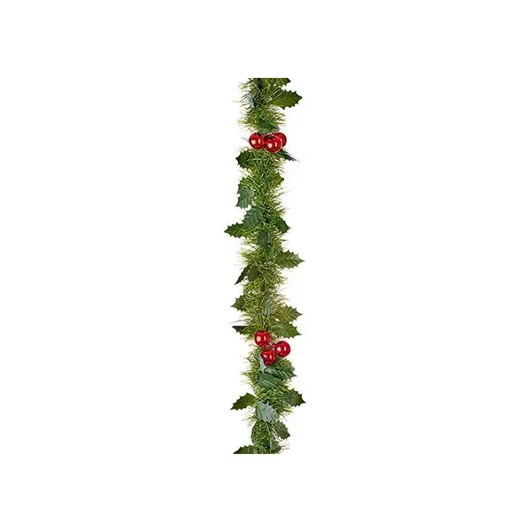 4-Ply Green Tinsel w Red Baubles 2.7m