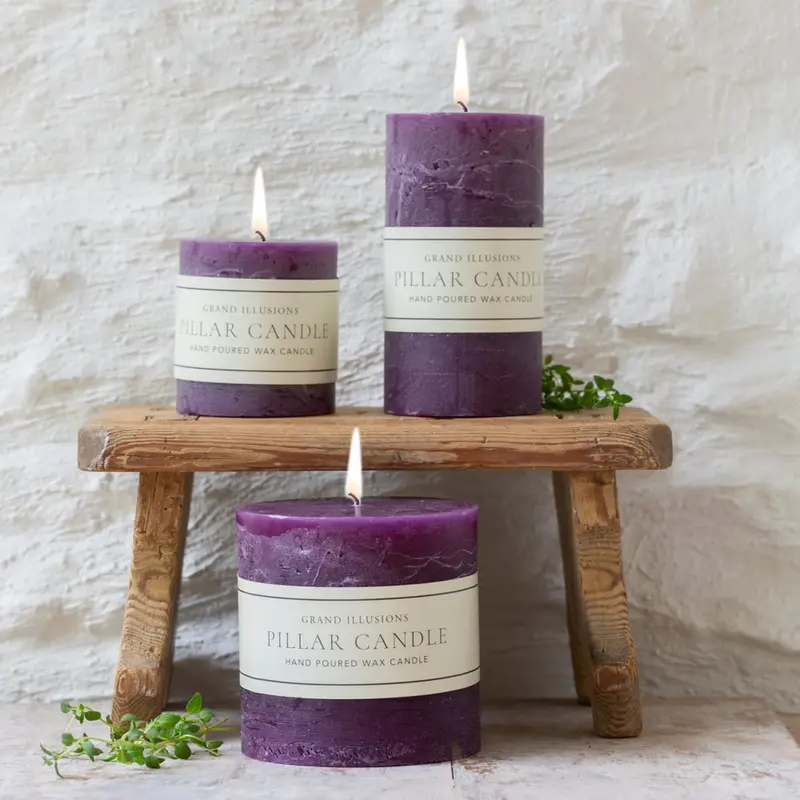 Grand Illusions Rustic Pillar Candle Amethyst 7cm x 13cm - image 2