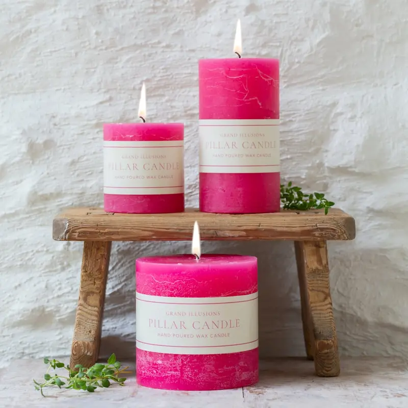 Grand Illusions Rustic Pillar Candle Fuchsia 7cm x 13cm - image 2