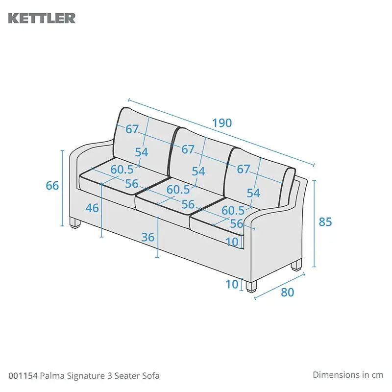 Kettler Palma 3 Seater Sofa Whitewash - image 2