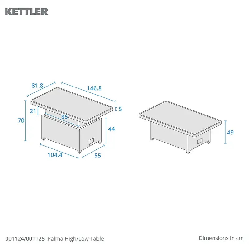 Kettler Palma High/Low Table Whitewash - image 3