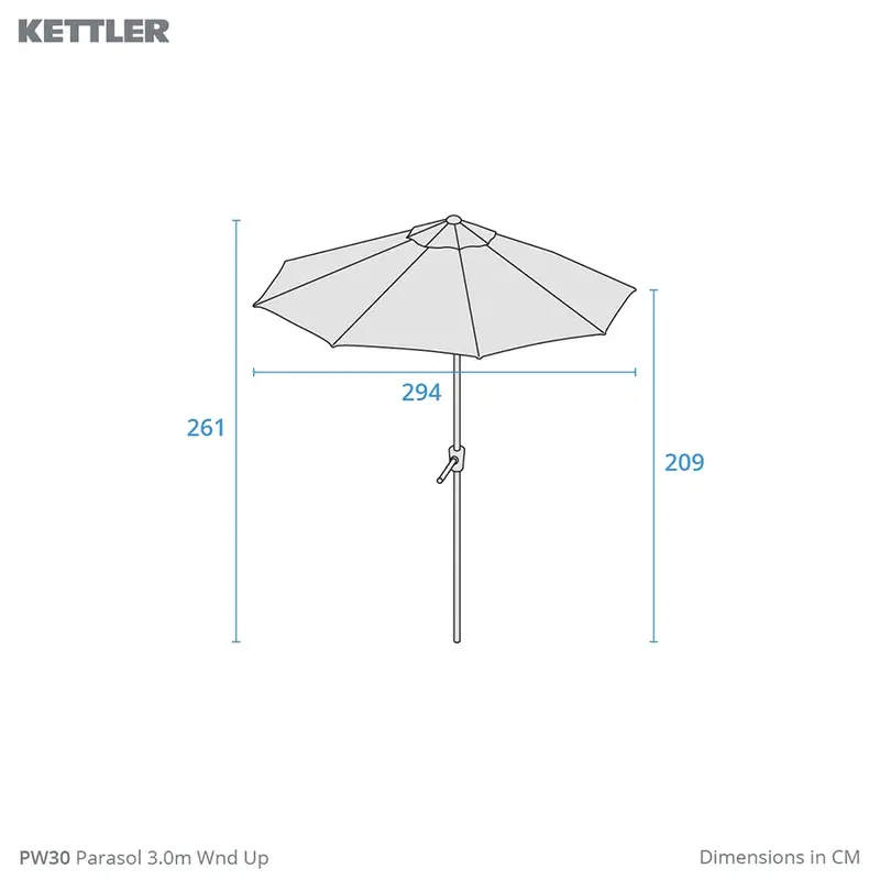 Kettler Wind-Up Parasol 3m Slate - image 3