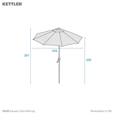 Kettler Wind-Up Parasol 3m Slate - image 3