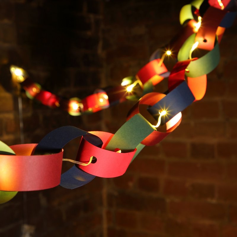 Noma 2.3m DIY Paper Chain Garland with 24 Warm White LED Flexi Lights - image 1