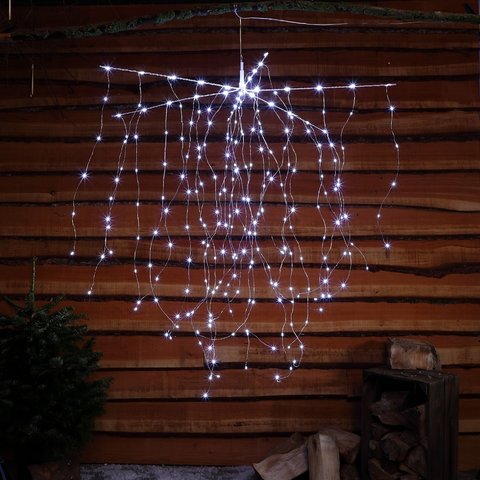 Noma 350 Warm White Hanging Cascade Star With Silver Wire