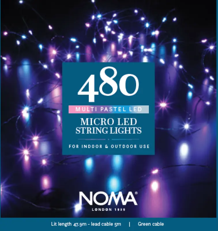 Noma 480 Pastel Micro LED Tree Lights with Green Wire