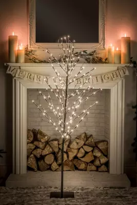 Noma Snowy Twig Tree With Berries Warm White 5ft