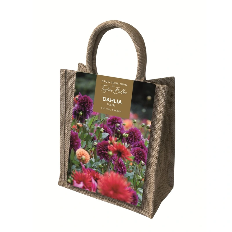 Taylors Gifts Dahlia Cutting Garden Jute Bag