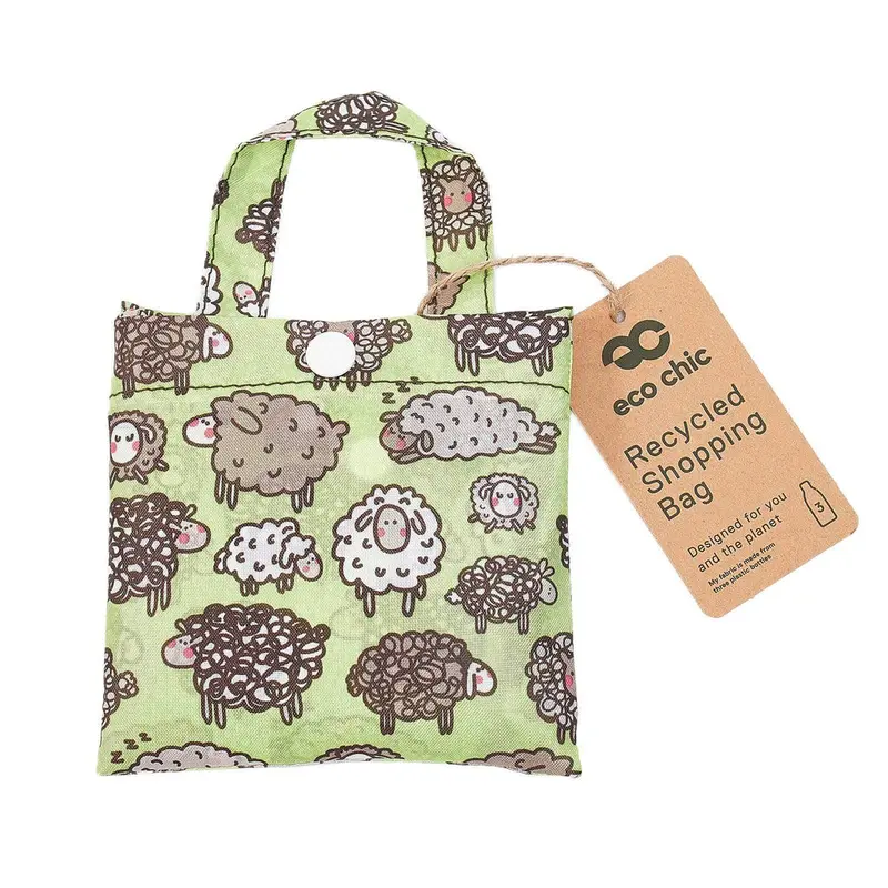 Eco Chic Reusable Shopper Cute Sheep Green - image 2