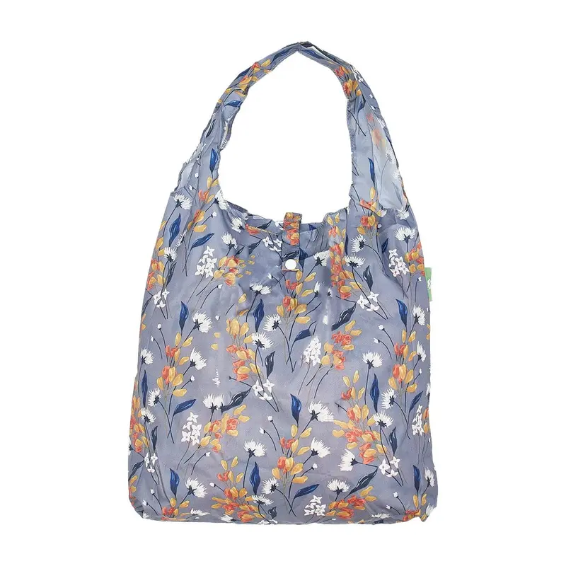 Eco Chic Reusable Shopper Flowers Grey - image 1