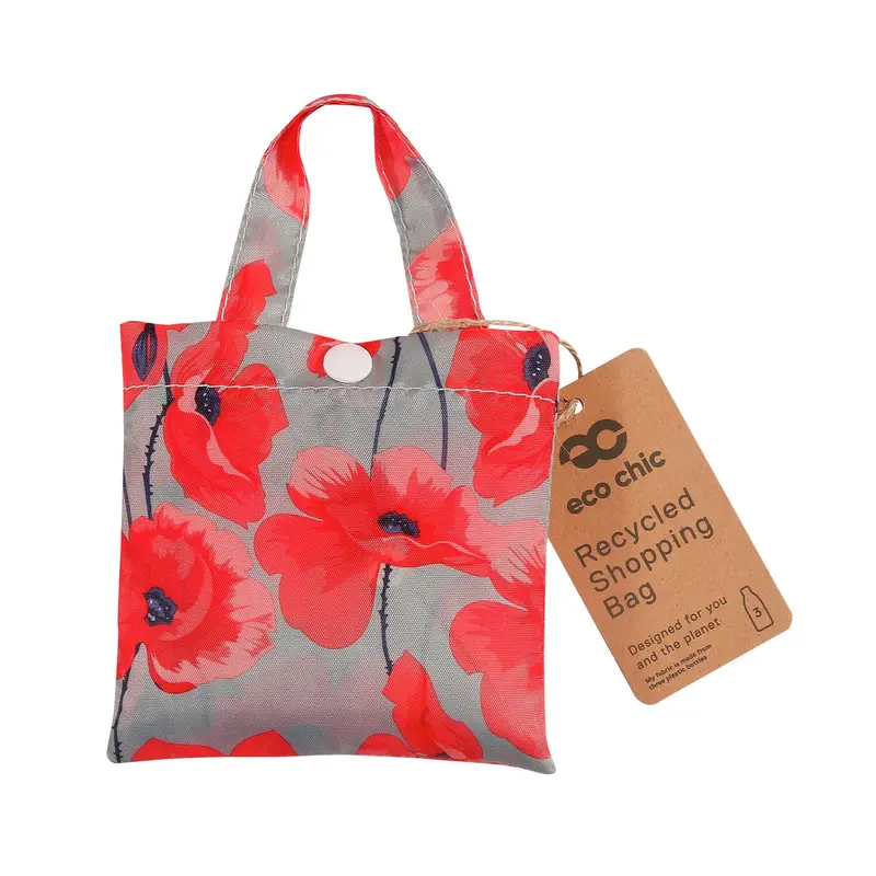 Eco Chic Reusable Shopper Poppies Grey - image 2