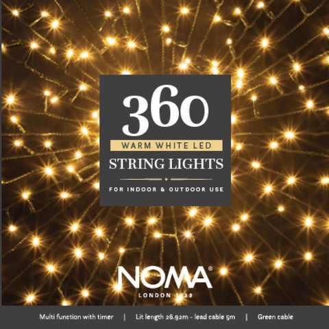 Noma 360 Warm White Multifunction String Lights With Green Cable