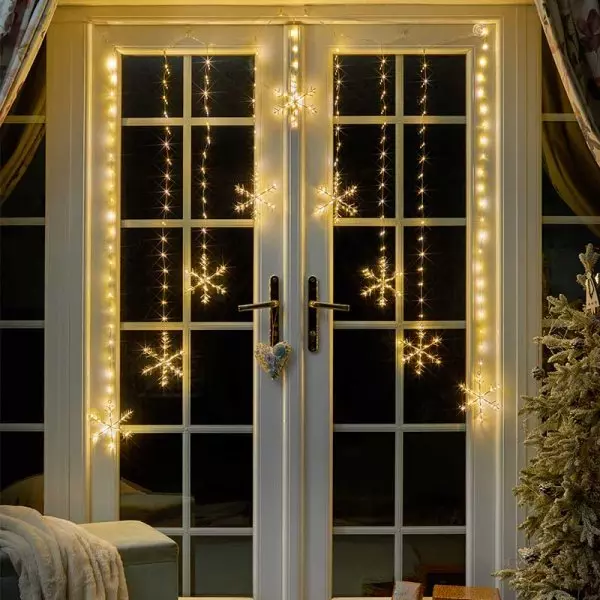 Smart Curtain String Lights Snowflake Warm White