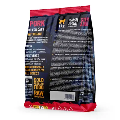 Alpha Spirit Iberian Pork Complete Dry Cat Food for Sterilised Cats 1kg - image 2