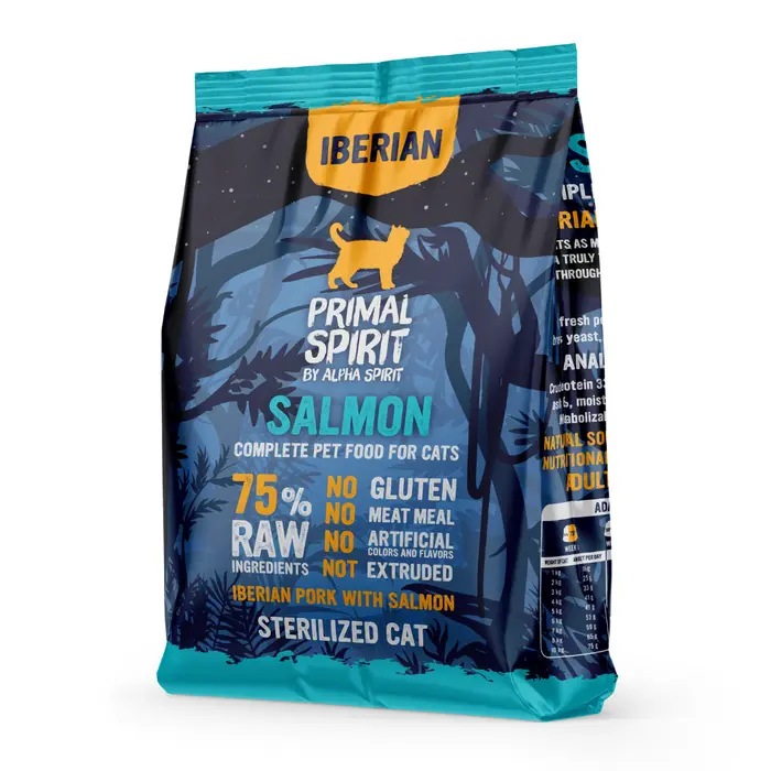 Alpha Spirit Iberian Salmon Complete Dry Cat Food for Sterilised Cats 1kg - image 1