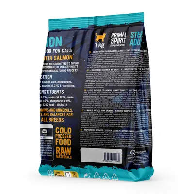 Alpha Spirit Iberian Salmon Complete Dry Cat Food for Sterilised Cats 1kg - image 2