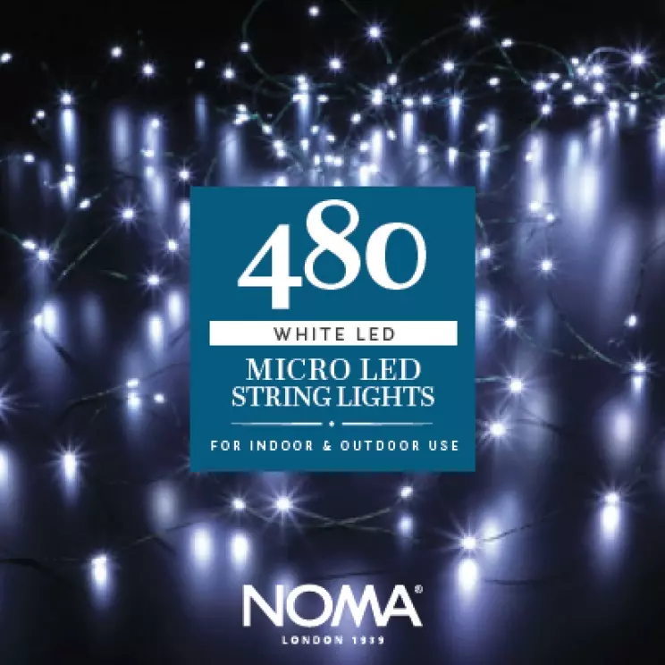 Noma 480 White Micro LED Tree Garland With Clear Cable