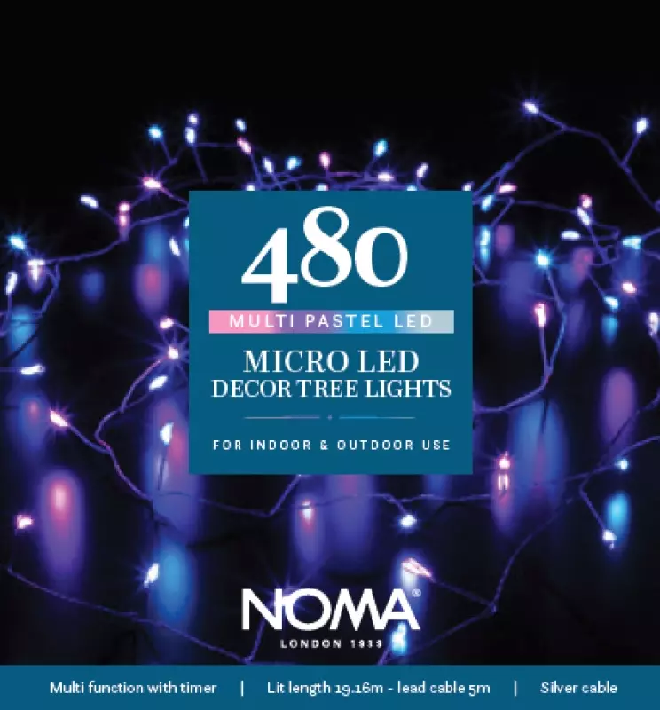 Noma 480 Pastel Micro Decor Tree Lights with Silver Wire