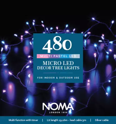 Noma 480 Pastel Micro Decor Tree Lights with Silver Wire