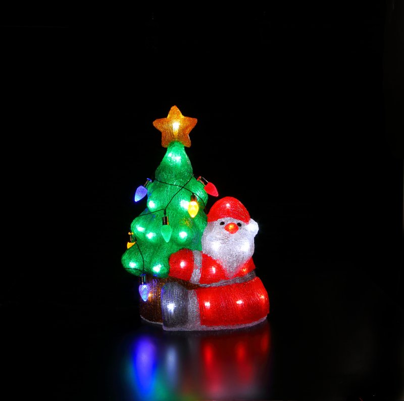 Noma Acrylic Santa & Tree with Lights 41cm