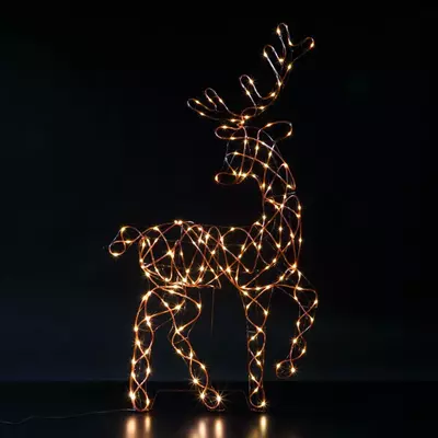 Noma Two Dimensional Standing Deer With Silver Wire Lights 1.2m