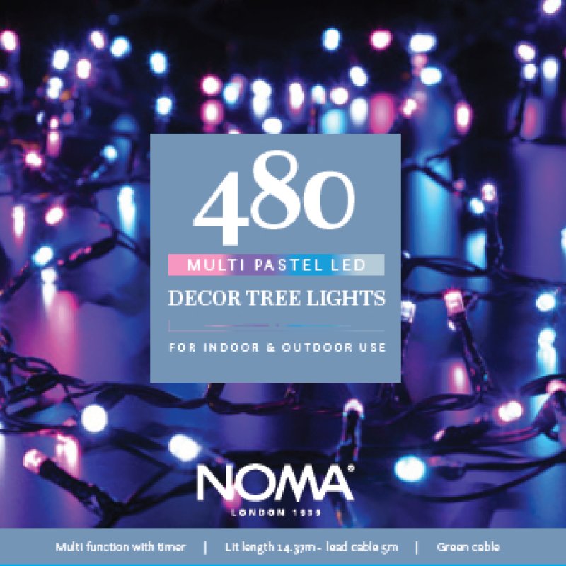 Noma 480 Pastel Multifunction Decor Tree Lights with Green Cable