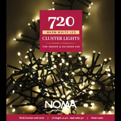 Noma 720 Warm White Multifunction Cluster Lights with Green Cable