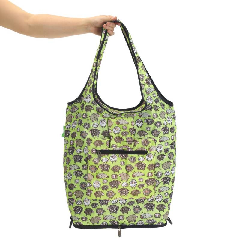 Eco Chic Reusable Shopping Trolley Bag Cute Sheep Green - image 3