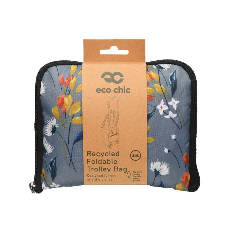 Eco Chic Reusable Shopping Trolley Bag Flowers Grey - image 1