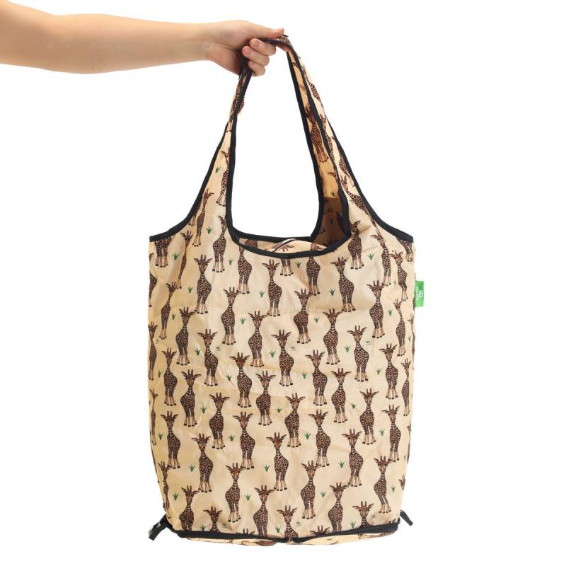 Eco Chic Reusable Shopping Trolley Bag Giraffes Beige - image 2