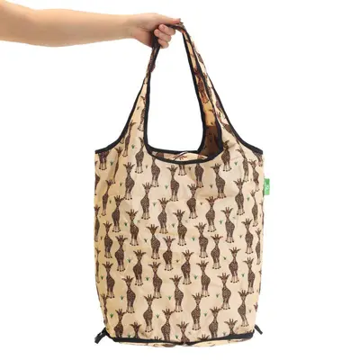 Eco Chic Reusable Shopping Trolley Bag Giraffes Beige - image 2