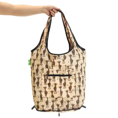 Eco Chic Reusable Shopping Trolley Bag Giraffes Beige - image 3