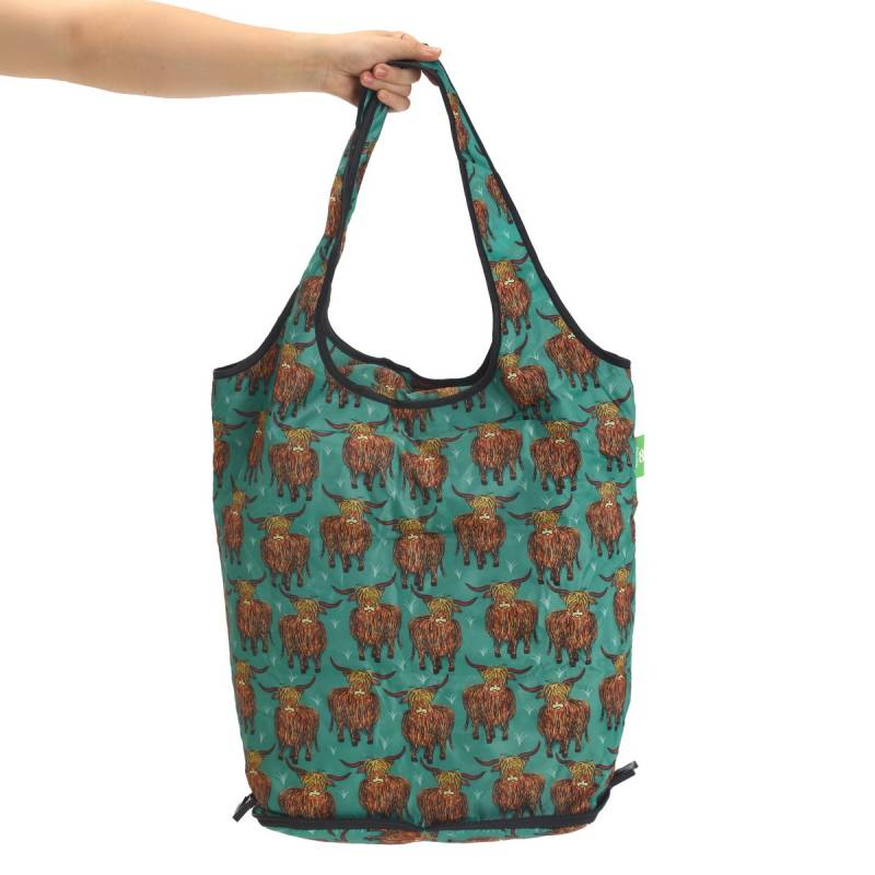 Eco Chic Reusable Shopping Trolley Bag Highland Cow Teal - image 2