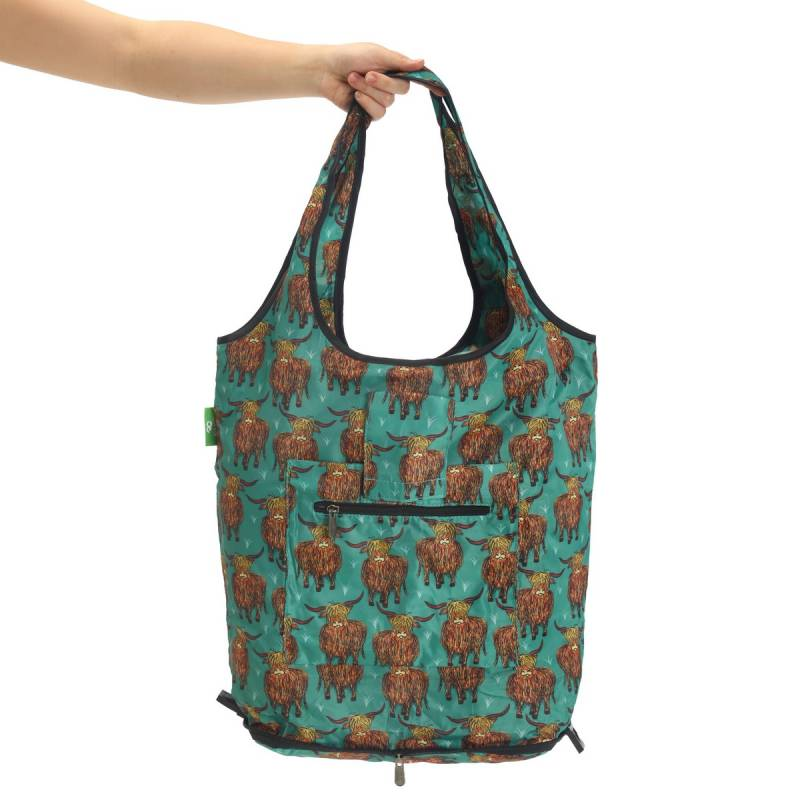 Eco Chic Reusable Shopping Trolley Bag Highland Cow Teal - image 3