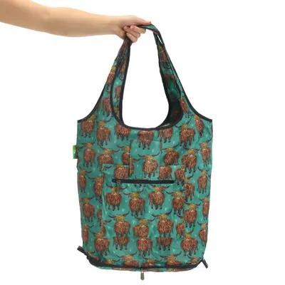 Eco Chic Reusable Shopping Trolley Bag Highland Cow Teal - image 3