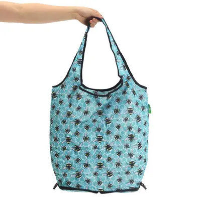 Eco Chic Reusable Shopping Trolley Bag Honeycomb Bees Blue - image 2