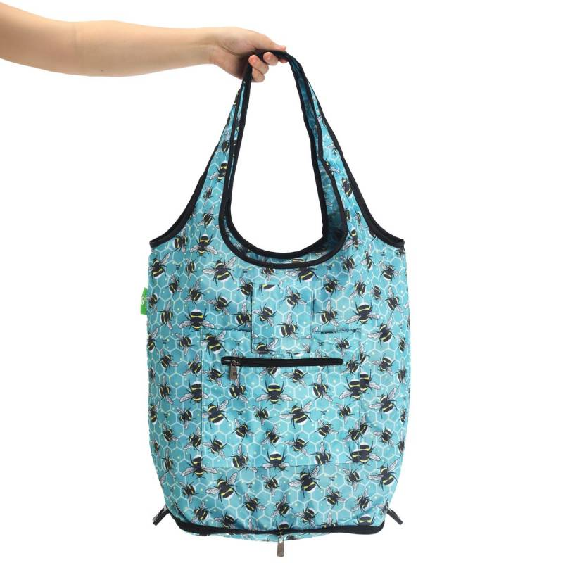 Eco Chic Reusable Shopping Trolley Bag Honeycomb Bees Blue - image 3