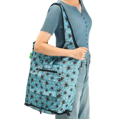 Eco Chic Reusable Shopping Trolley Bag Honeycomb Bees Blue - image 4